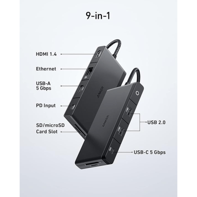 هاب 9 پورت Type-c انکر مدل A8373