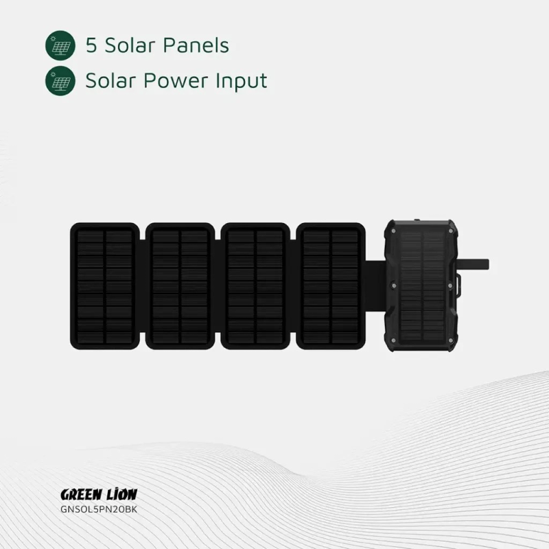 پاور بانک خورشیدی گرین لاین مدل Solar 5-Panel با ظرفیت 20000 میلی آمپر ساعت